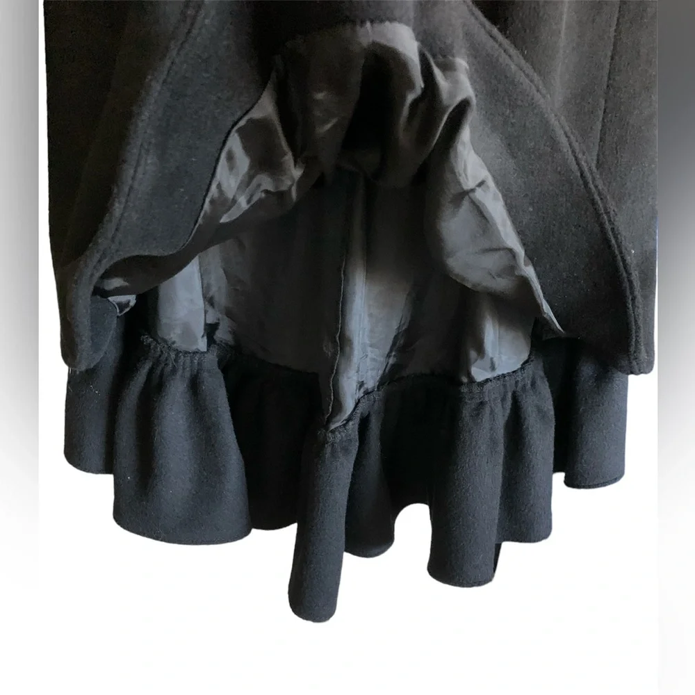 Ruffled Wool Black Pea Coat from MODA International